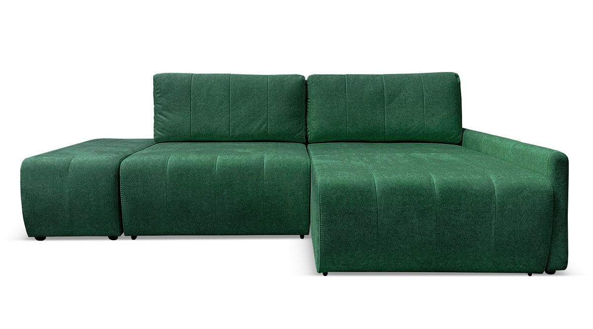 Угловой диван Осака с пуфом  Зеленый велюр