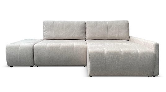 Угловой диван Осака с пуфом Кремовый велюр