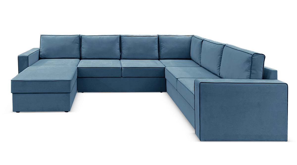 П-образный диван Хельсинборг Голубой велюр