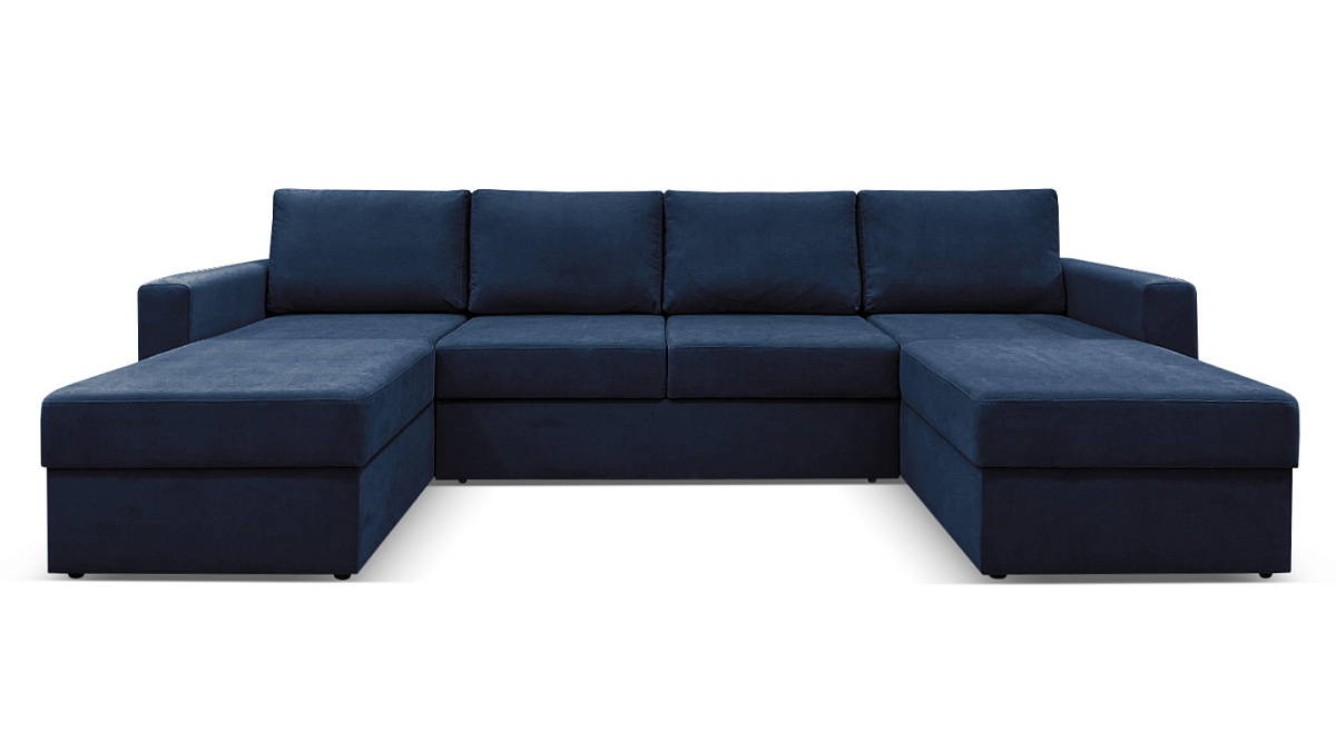 П-образный диван Карлстад Синий Велюр