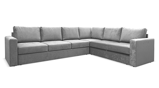 Угловой диван Шелл Серый велюр плюш