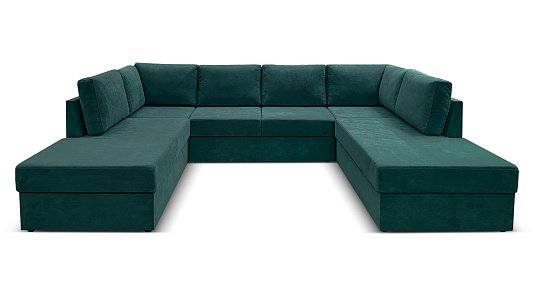 П-образный диван Копенгаген Набор 2 Темно Зеленый Велюр