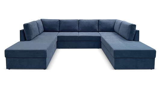 П-образный диван Копенгаген Набор 2 Синий велюр